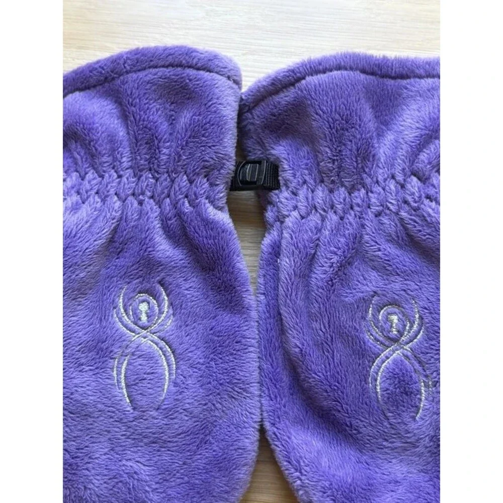 Spyder bunny little girls purple teddy fleece mittens size M